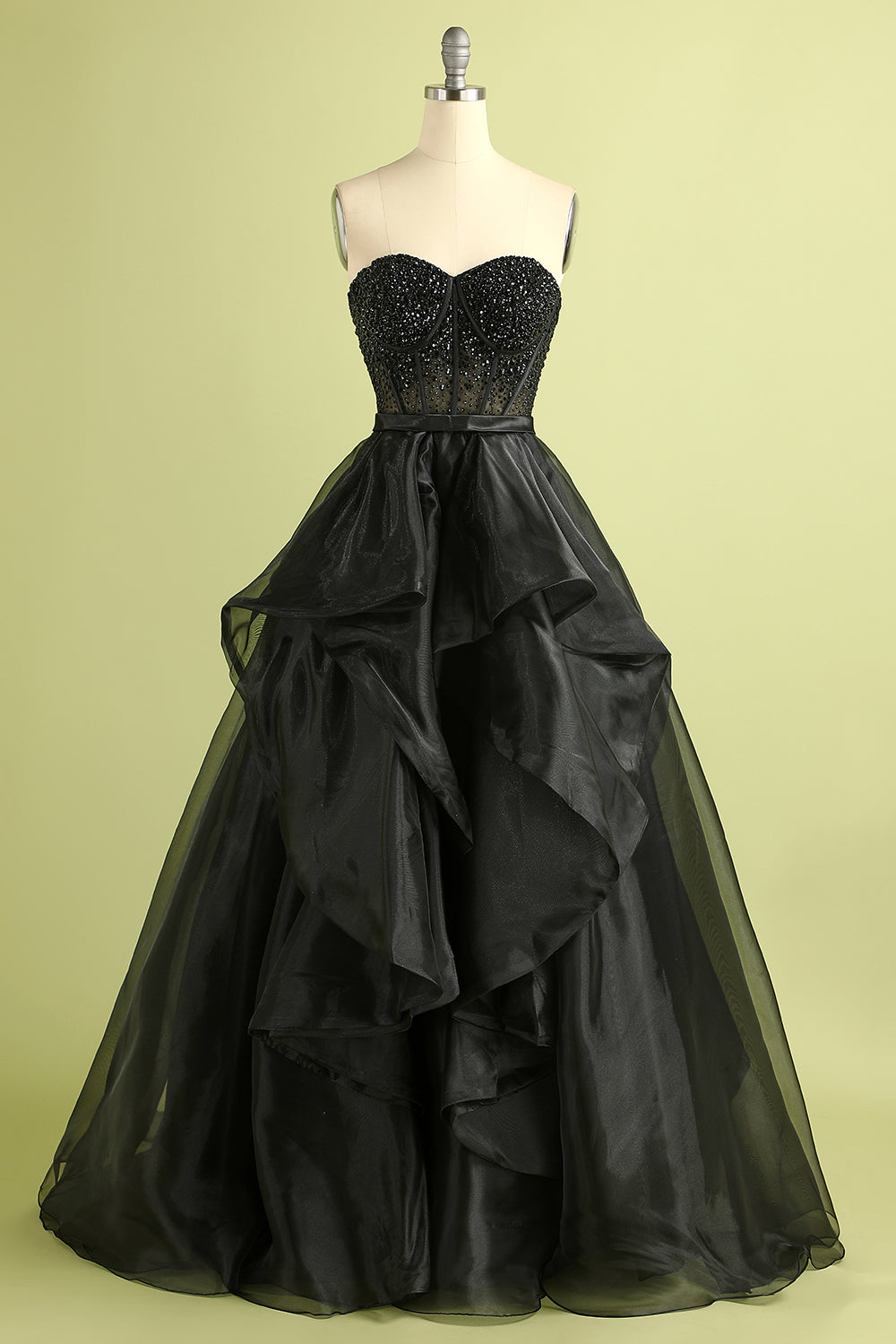 BLACK STRAPLESS BALL GOWN FORMAL EVENING DRESS
