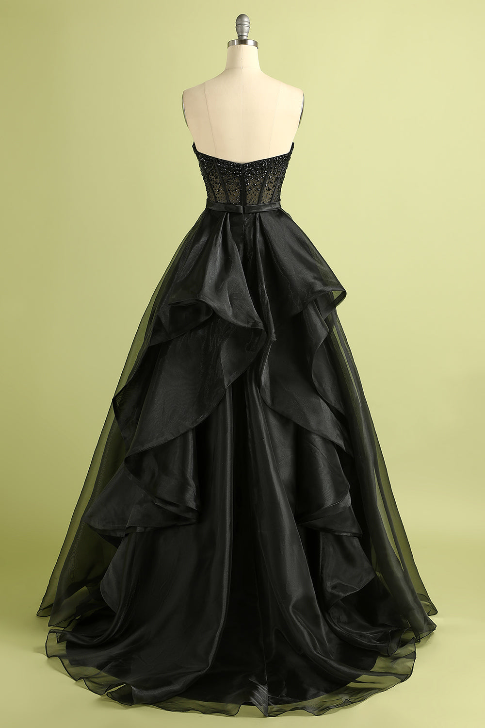 BLACK STRAPLESS BALL GOWN FORMAL EVENING DRESS