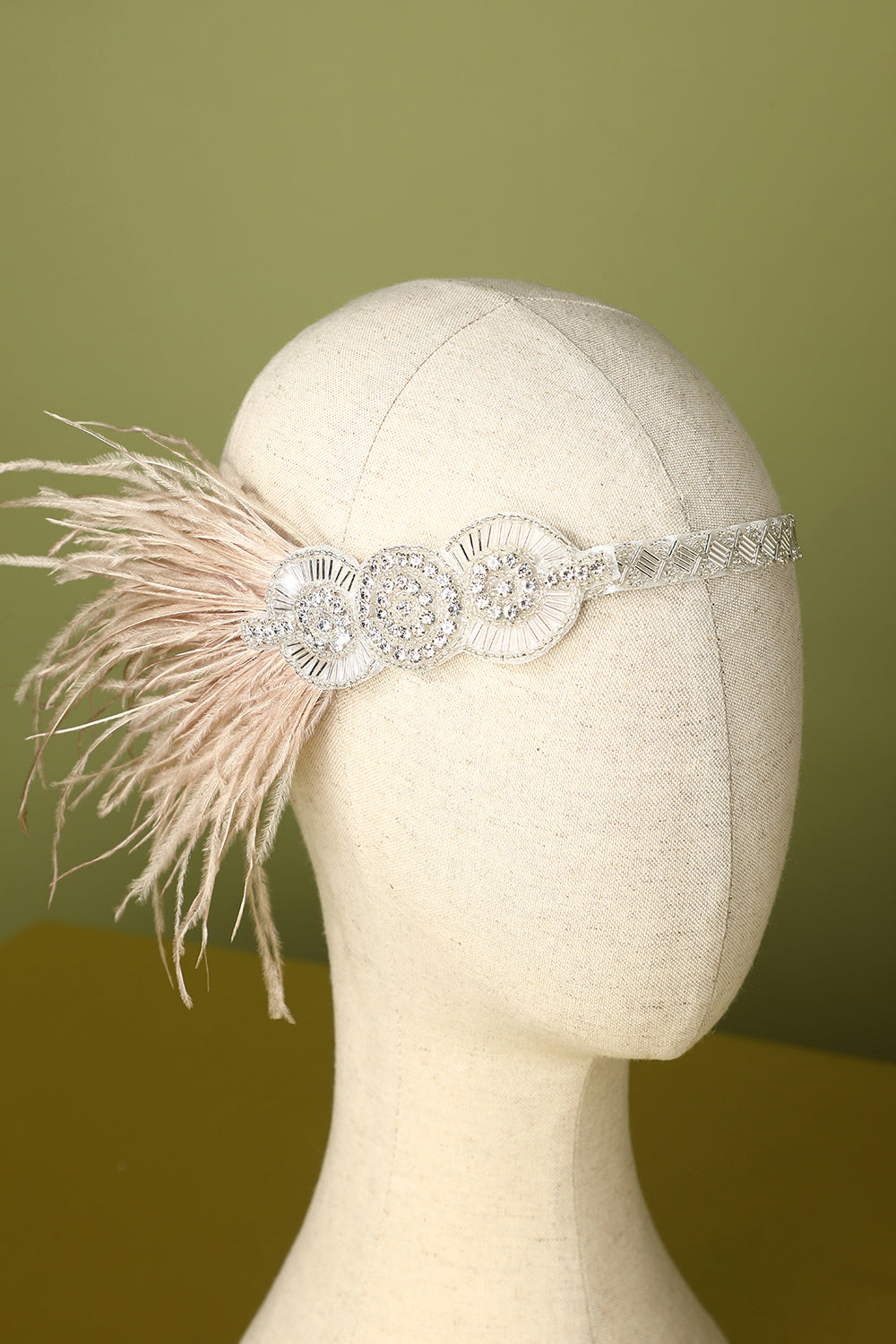 1920S FEATHER BEADED FLAPPER HEADBAND, GATSBY PARTY