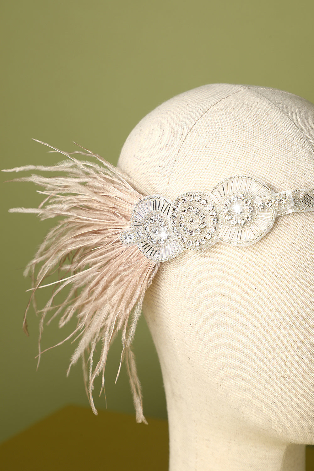 1920S FEATHER BEADED FLAPPER HEADBAND, GATSBY PARTY
