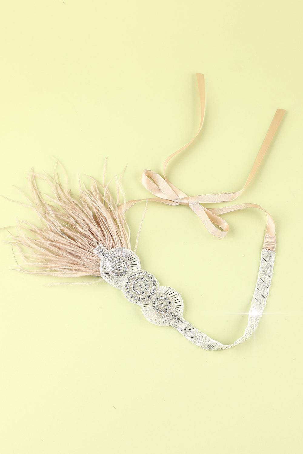 1920S FEATHER BEADED FLAPPER HEADBAND, GATSBY PARTY