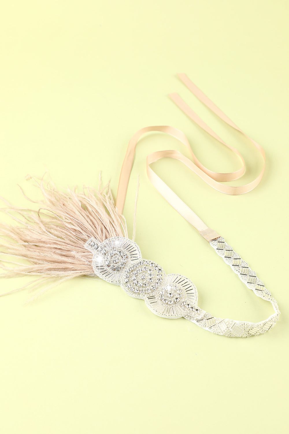 1920S FEATHER BEADED FLAPPER HEADBAND, GATSBY PARTY