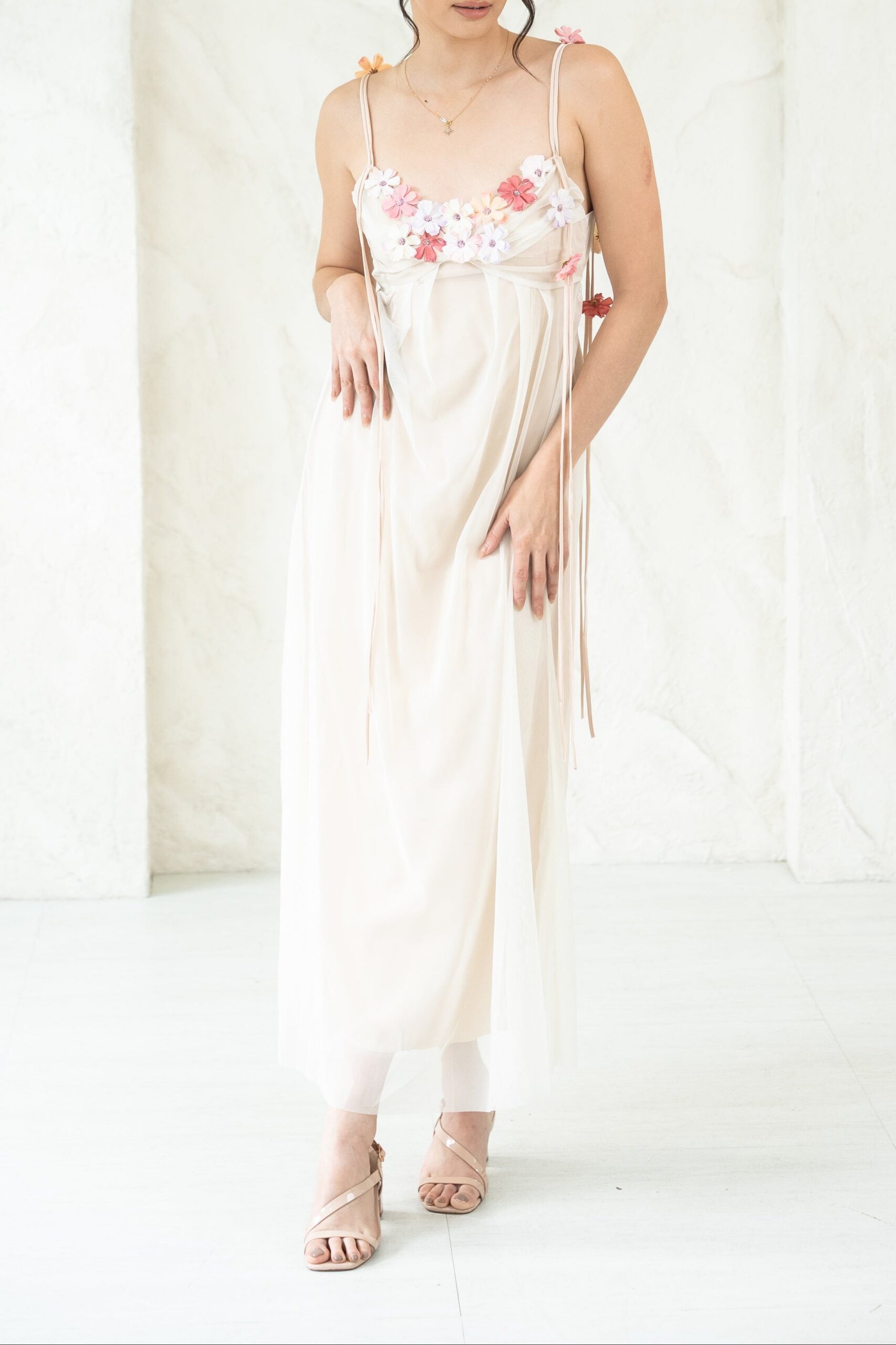 FARAH FLORAL MAXI DRESS IVORY - BOHO WEDDING GUEST