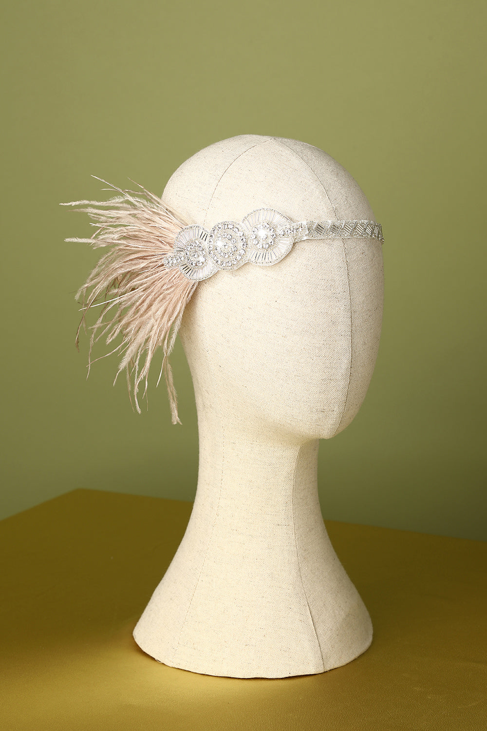1920S FEATHER BEADED FLAPPER HEADBAND, GATSBY PARTY