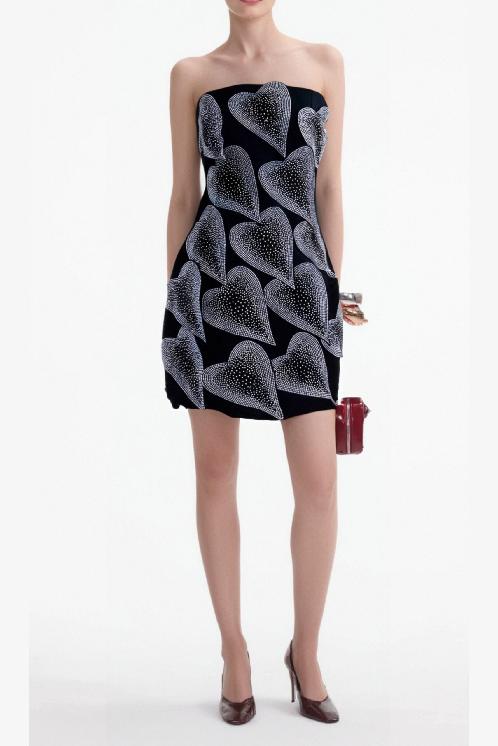 CRYSTAL LEAF MINI DRESS BLACK COCKTAIL PARTY