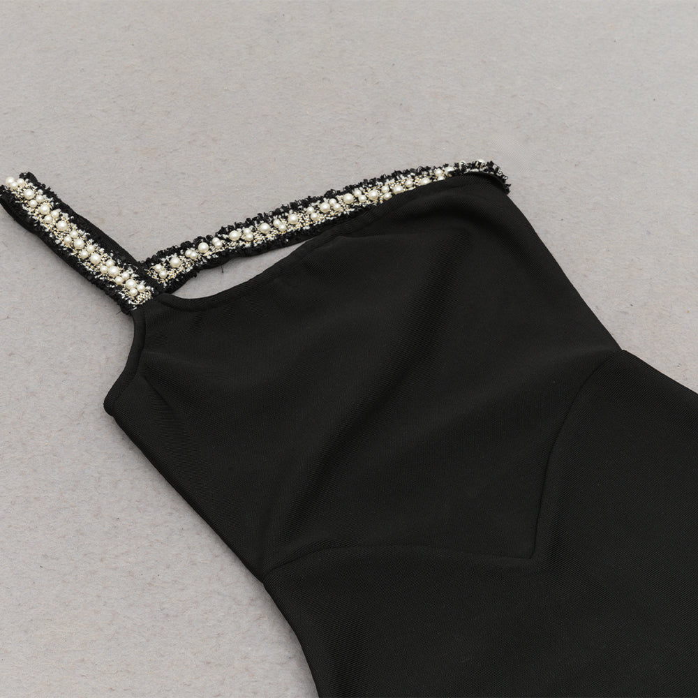 ONE SHOULDER BODYCON MAXI DRESS, BLACK, EVENING