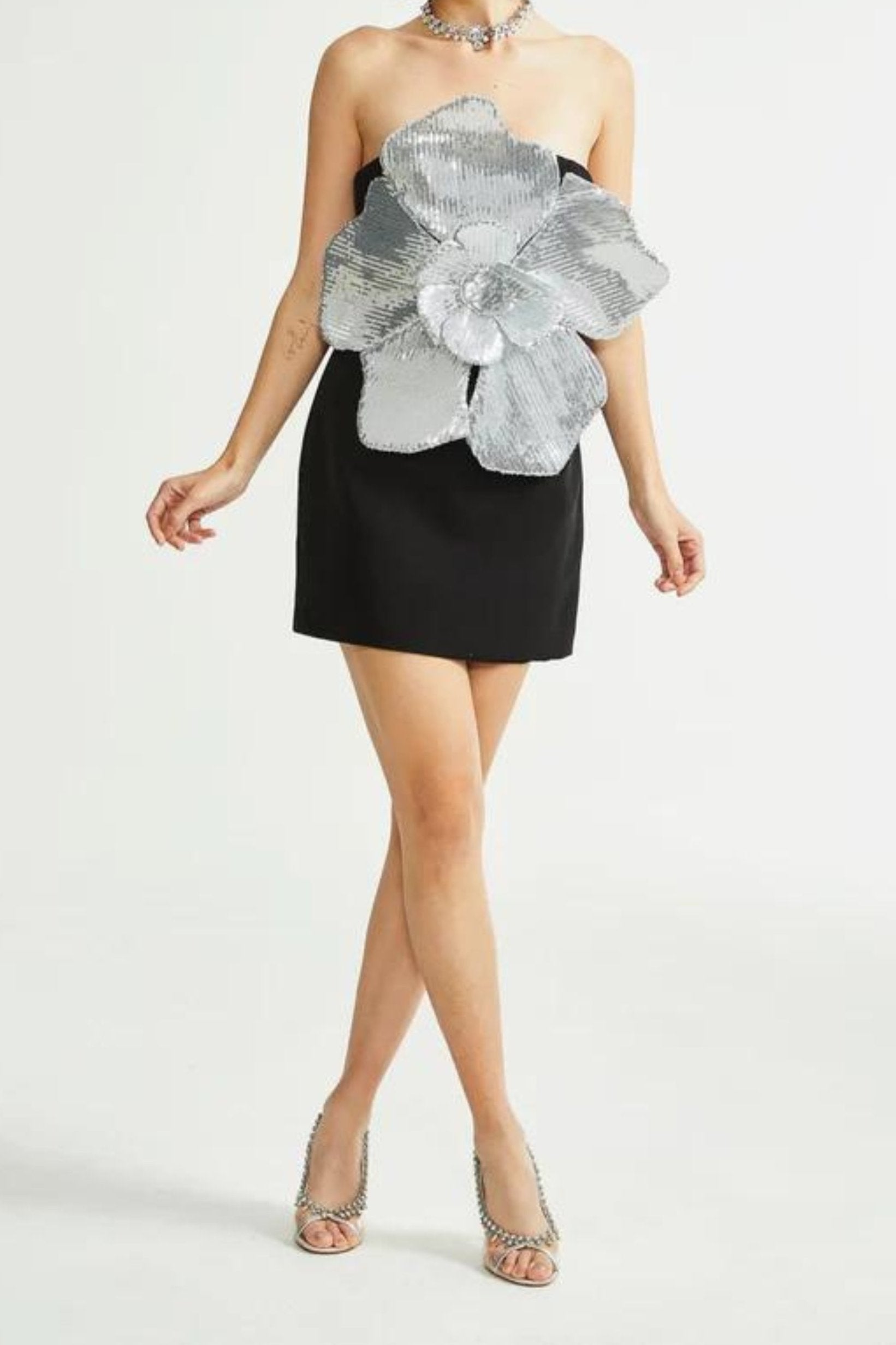 FLORENCE FAUX-FLOWER MINI DRESS FOR PARTIES