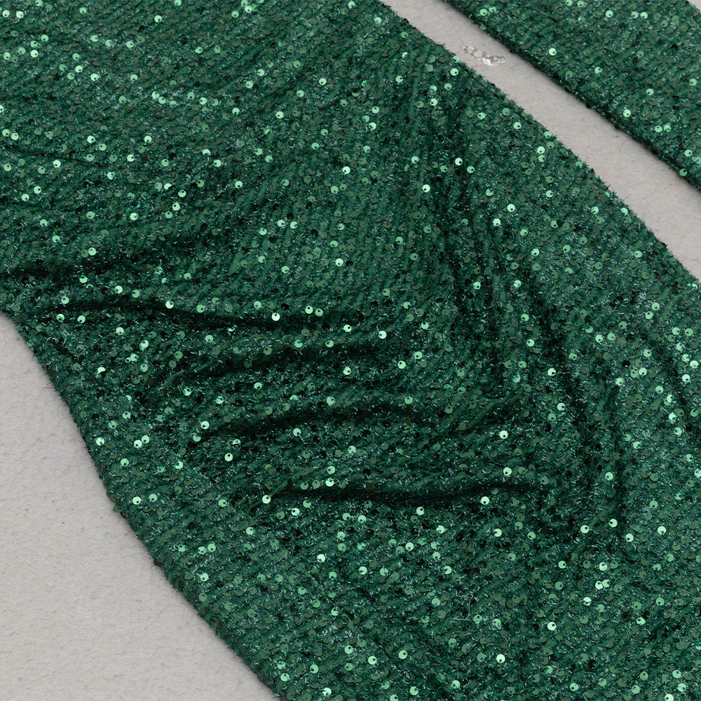 SEQUIN GREEN MAXI DRESS, CUTOUT EVENING GOWN