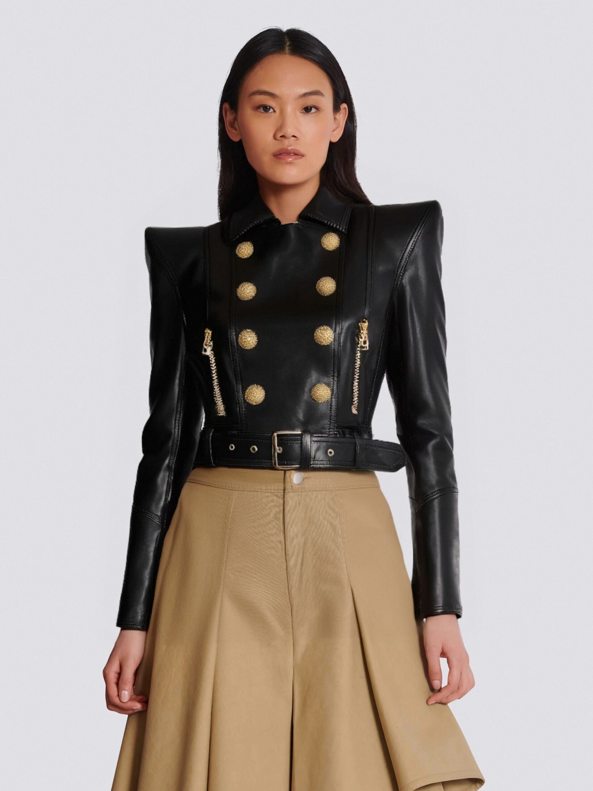 CROPPED LEATHER JACKET IN BLACK, PERFECTO STYLE
