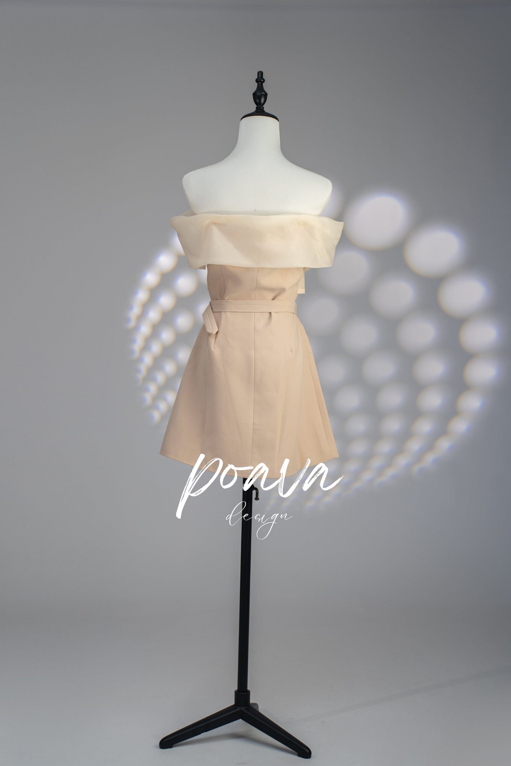 PEARL BUCKLE OFF-SHOULDER MINI DRESS