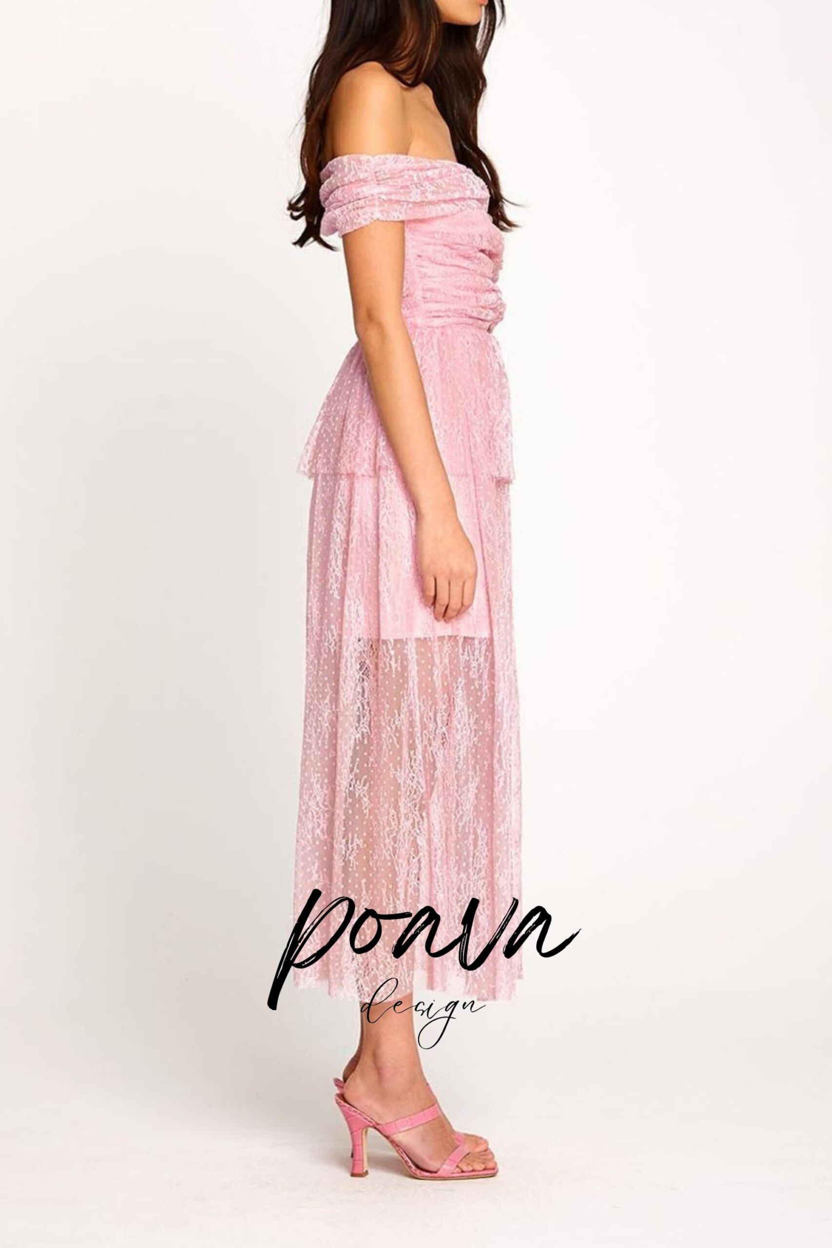 CUTOUT MESH MIDI DRESS PINK DATE NIGHT
