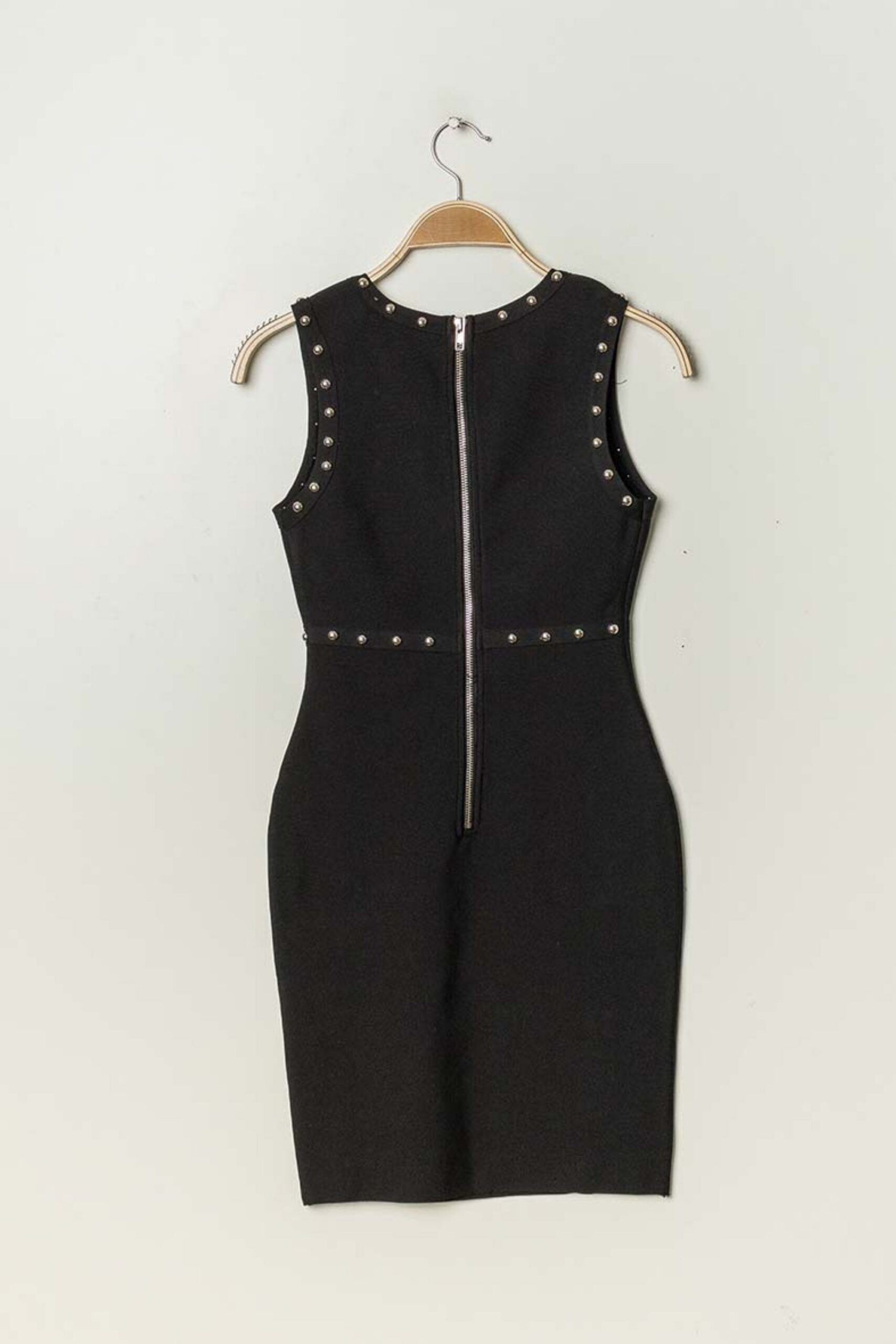 EMBELLISHED BANDAGE MIDI DRESS BLACK COCKTAIL PARTY