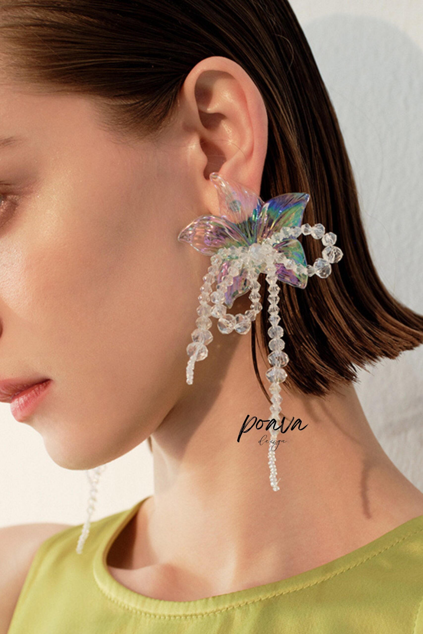 CRYSTAL FLOWER EARRINGS FOR WEDDING BRIDAL DRESS