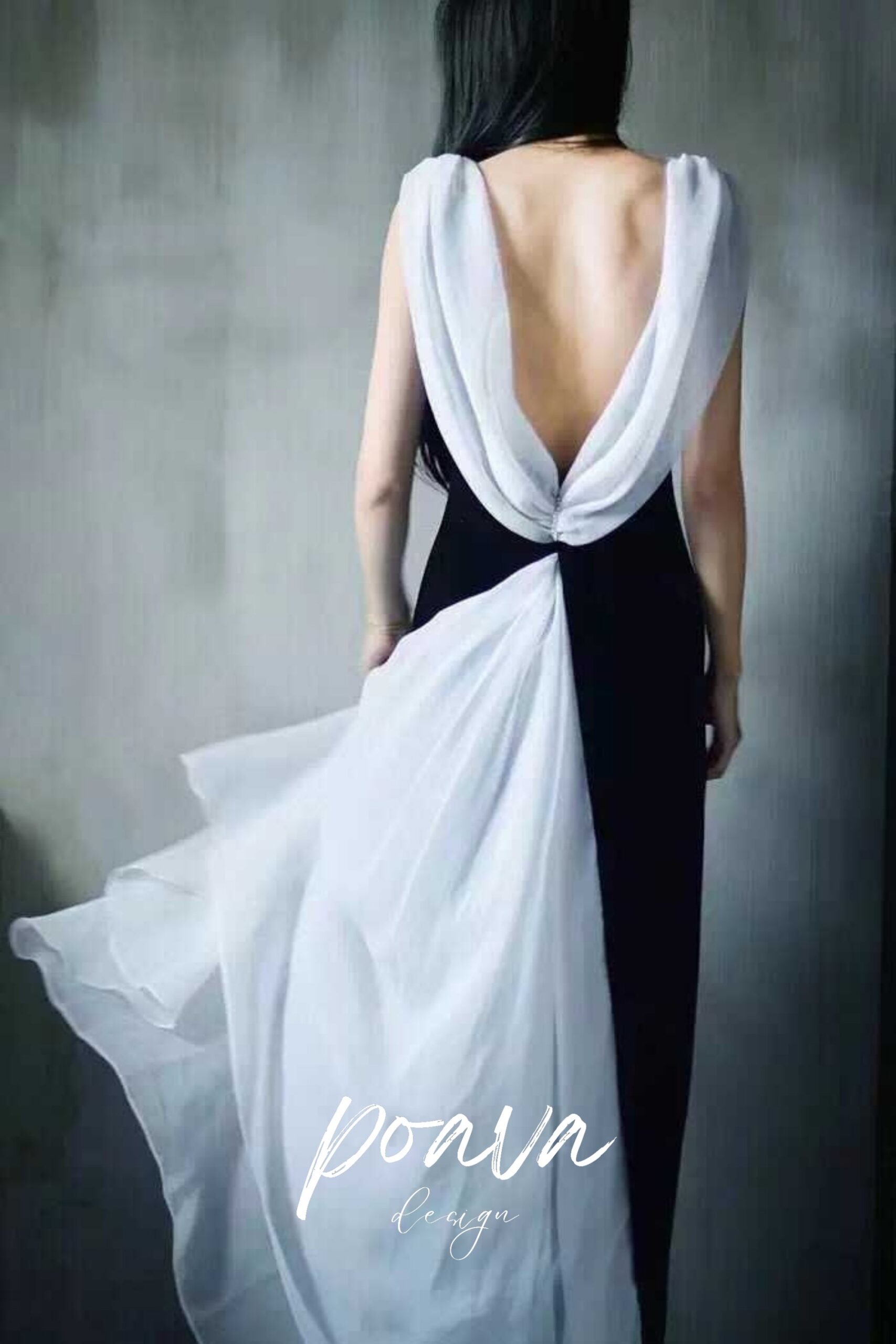 SILK BACKLESS MAXI DRESS BLACK, EVENING