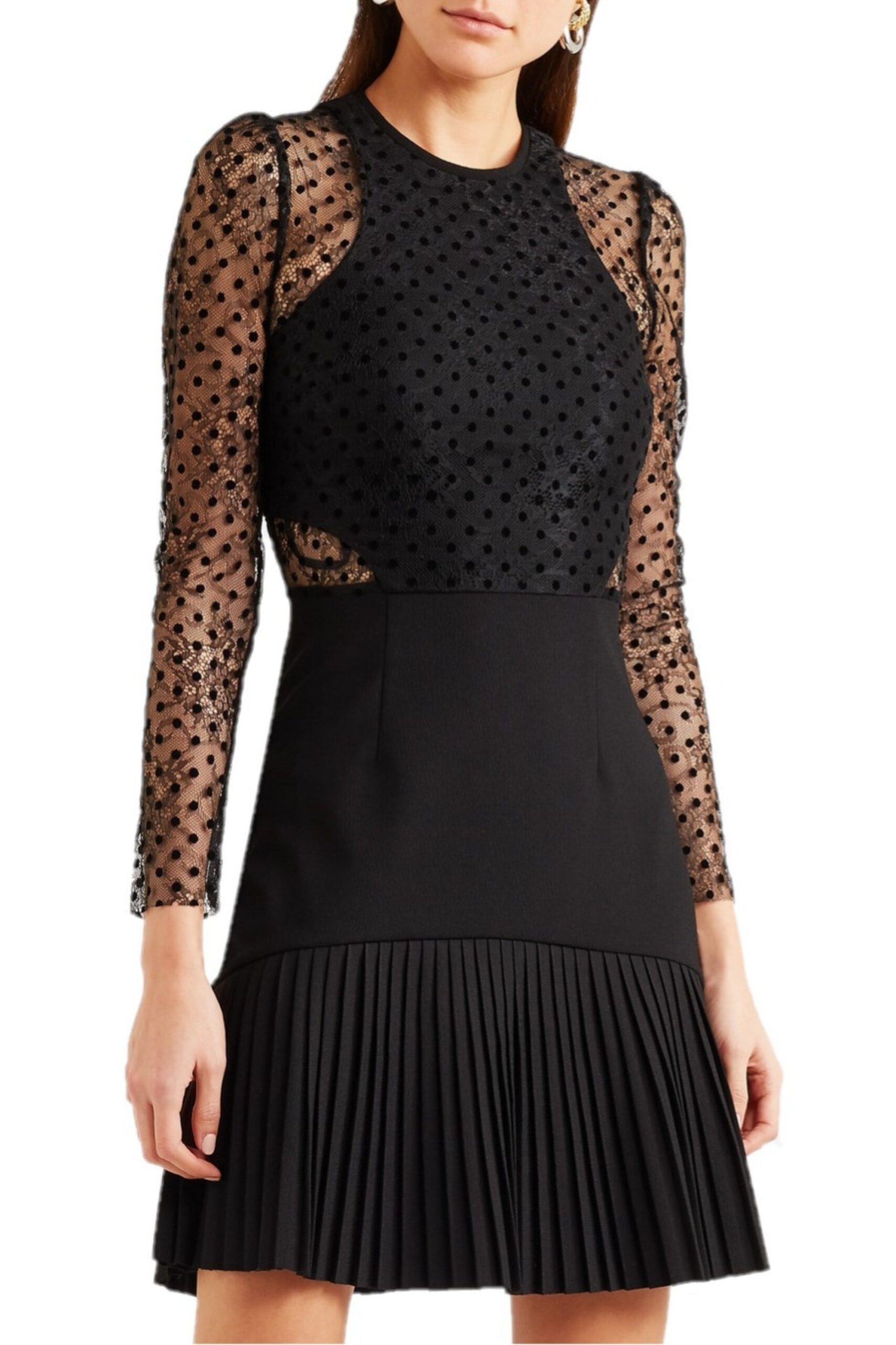 GABRIELLA SPOT LACE MINI DRESS BLACK