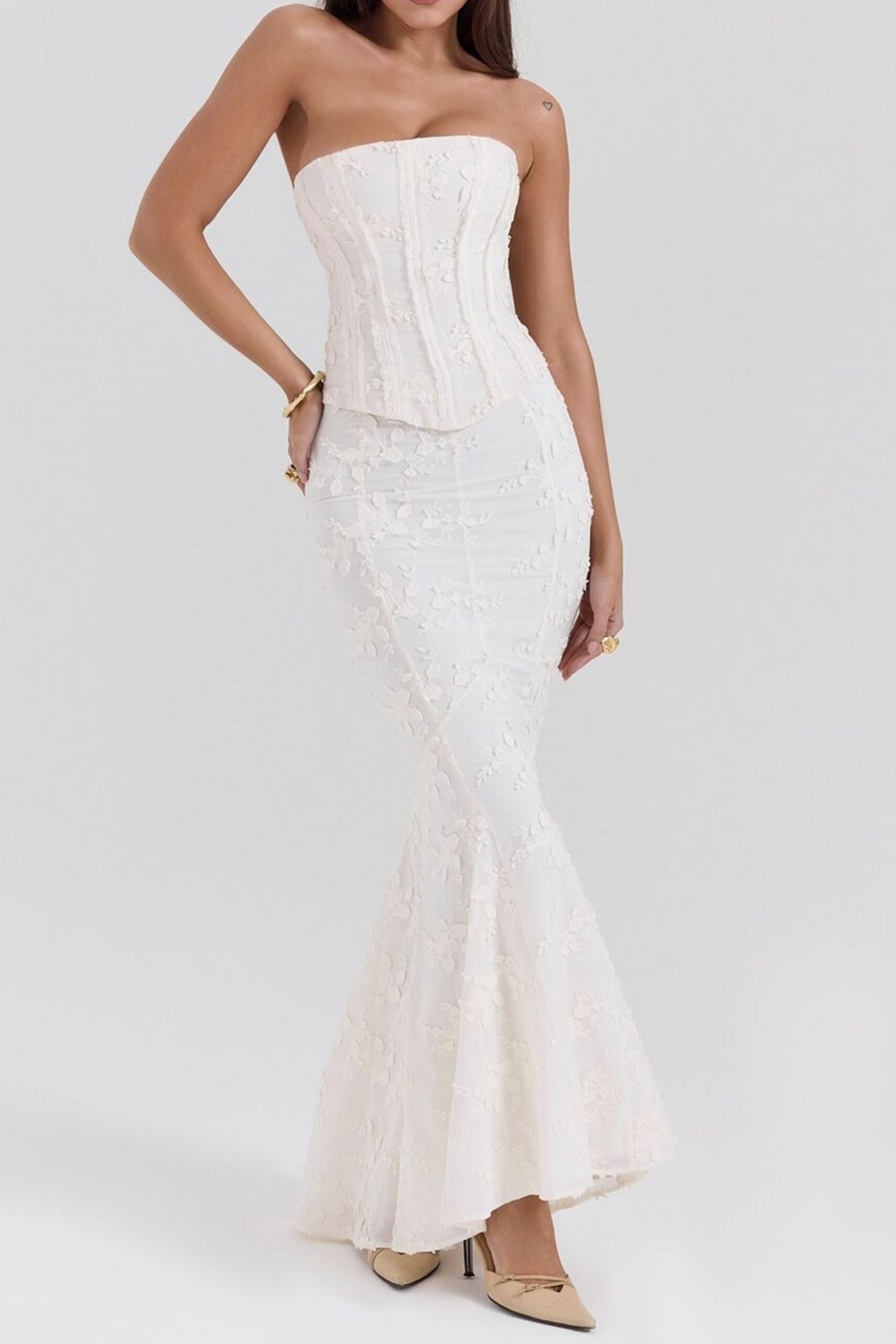 FLORAL MERMAID MAXI DRESS SET FOR WEDDING GUEST