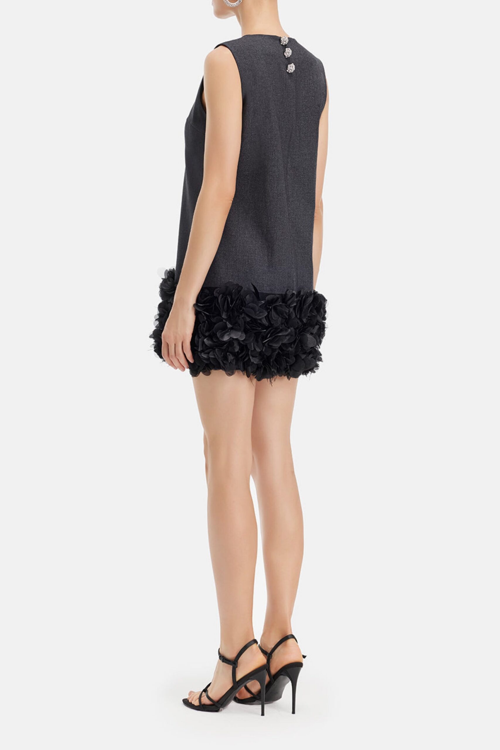 HANDCRAFTED BEADED PETAL SHIFT COCKTAIL DRESS