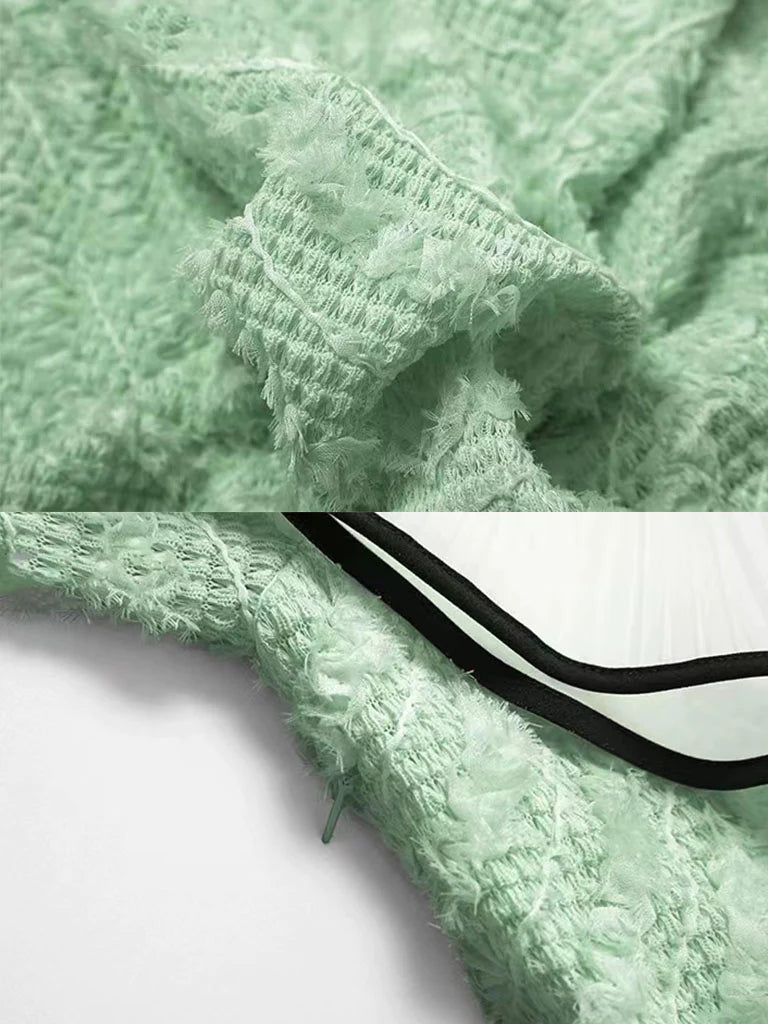 PEA GREEN RUFFLE MERMAID DRESS FOR PARTY