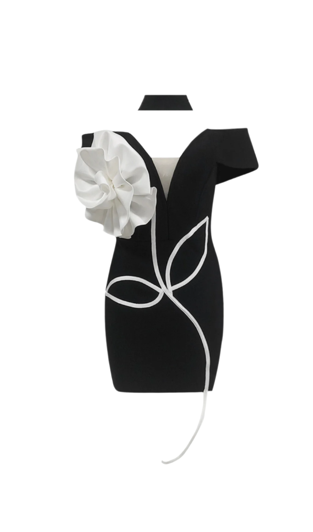TINA 3D FLOWER STRAPLESS HALTER MINI DRESS