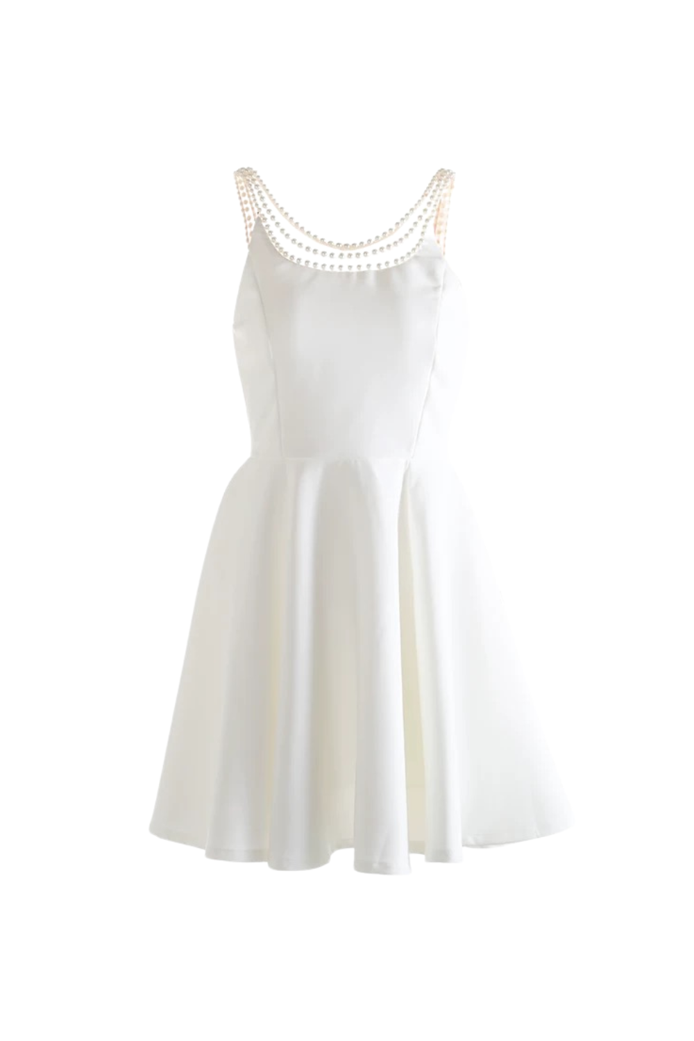 WHITE OPEN BACK PEARL MINI DRESS FOR PARTIES