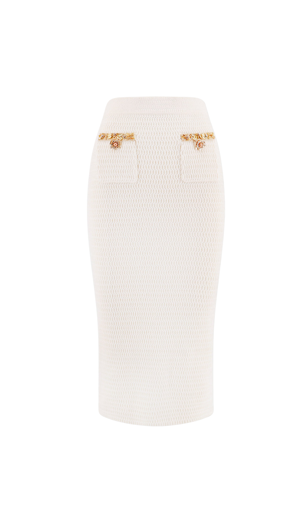 CREAM LUREX KNIT MIDI SKIRT, HOLIDAY PARTY