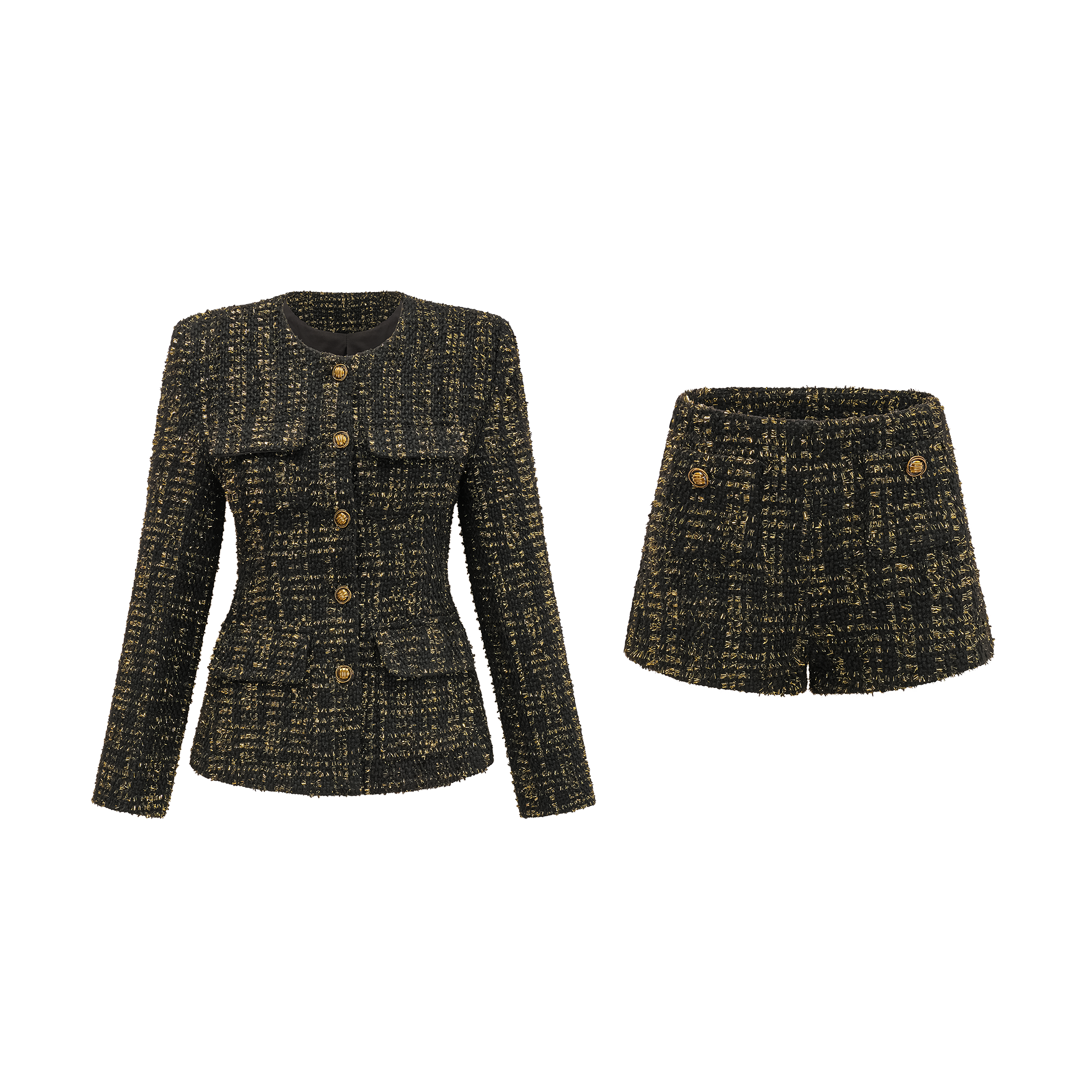 LUXE METALLIC TWEED SET: BLAZER & SHORTS
