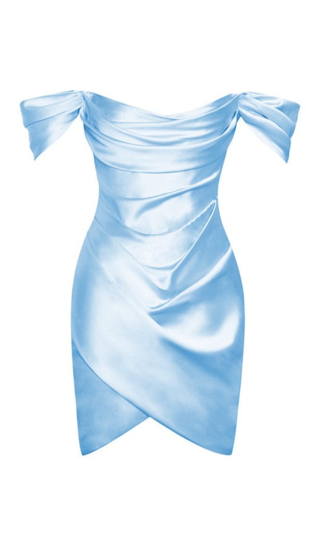 BABY BLUE OFF-SHOULDER SATIN CORSET PROM DRESS