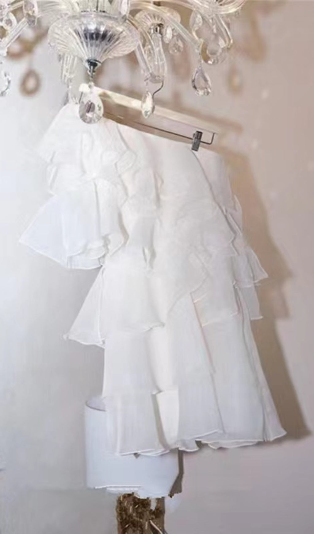CAP SLEEVE ONE-SHOULDER TIERED MINI DRESS