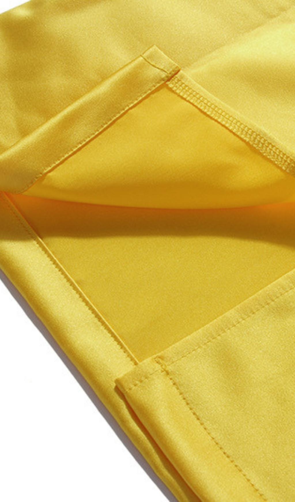 YELLOW FLOWER MIDI DRESS FOR WEDDING GUEST