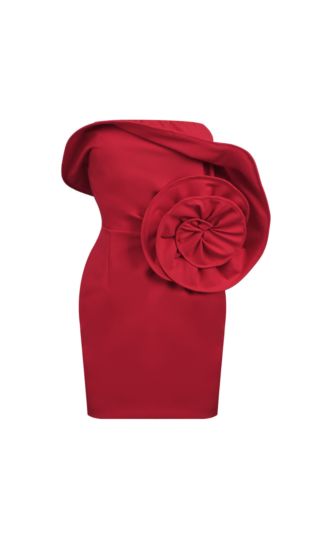 SCULPTURAL RED ROSE MINI DRESS FOR EVENTS