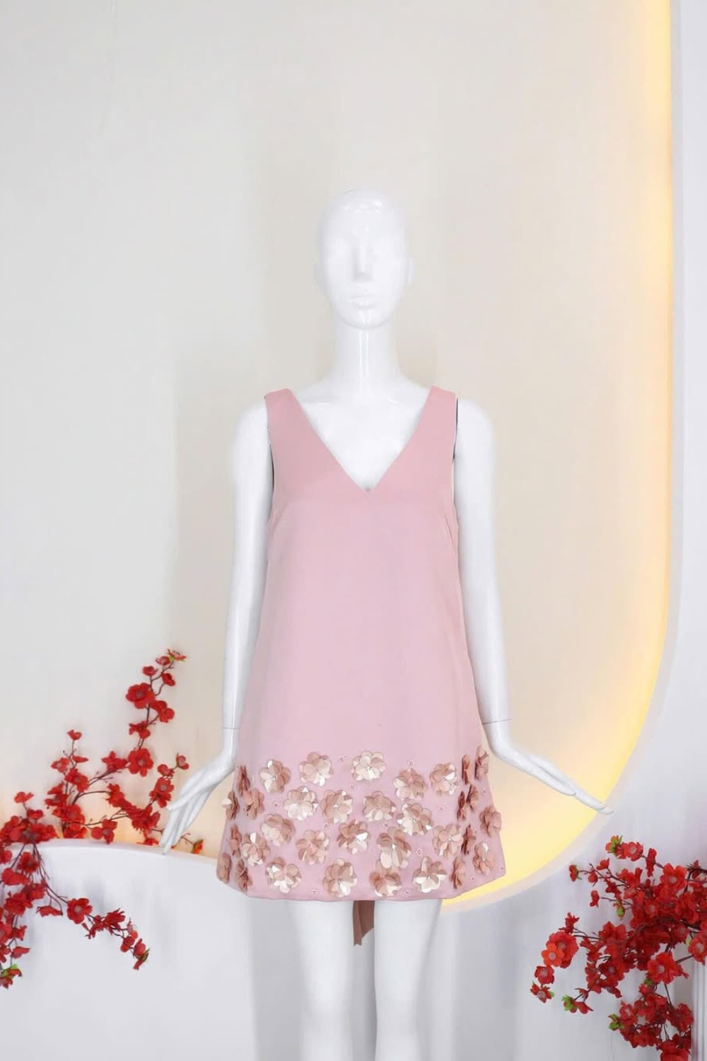 FLORAL SLEEVELESS V-NECK MINI DRESS FOR PARTIES