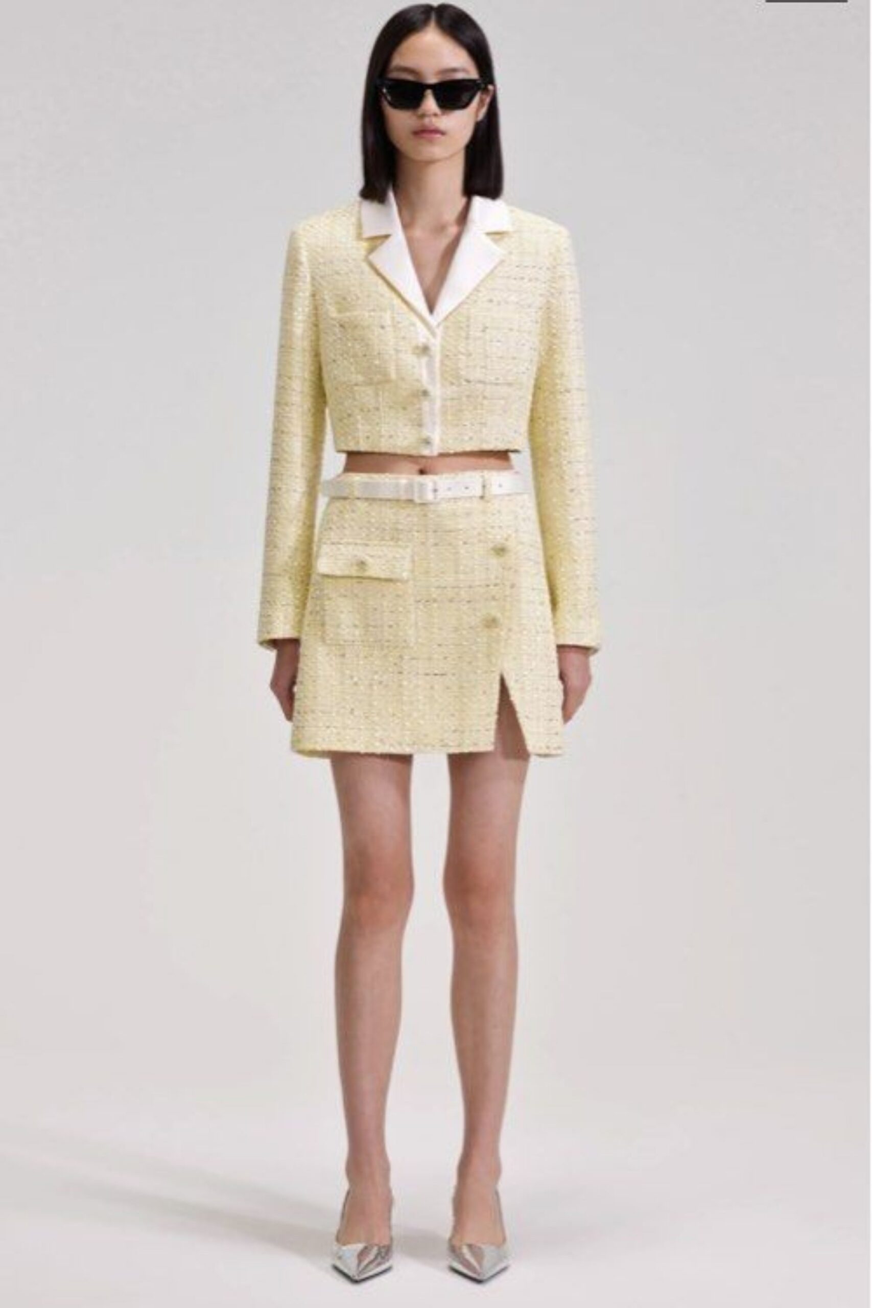 1_11af1035-dc35-4561-85da-8475859237cc YELLOW TWEED SKIRT SET SHORT COAT & SKIRT