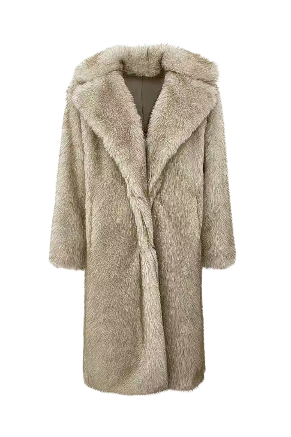 GRAY GRADIENT FAUX FUR COAT FOR WINTER PARTY