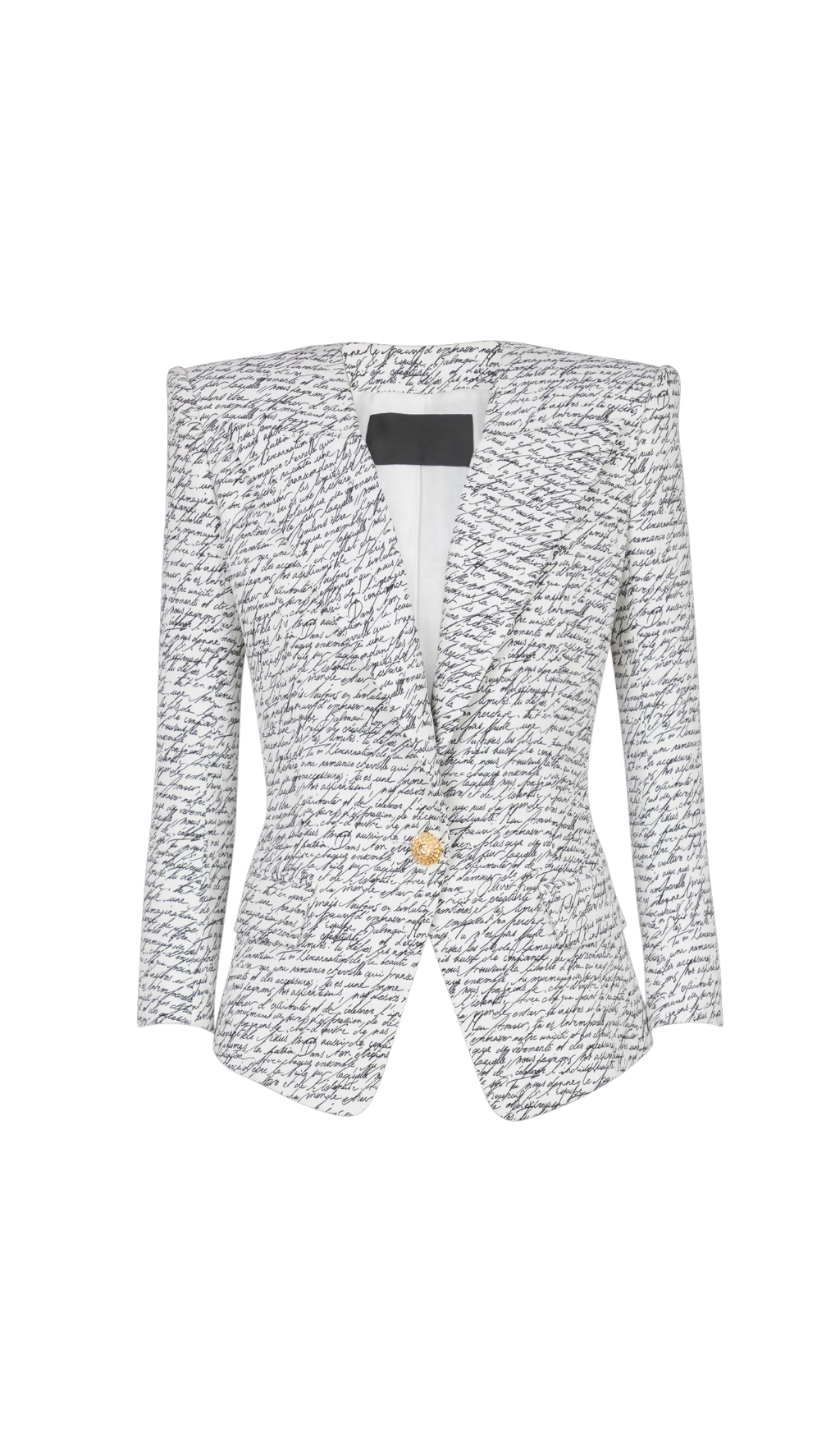 ALPHABET PRINT BLAZER, SINGLE BUTTON, WHITE, CASUAL