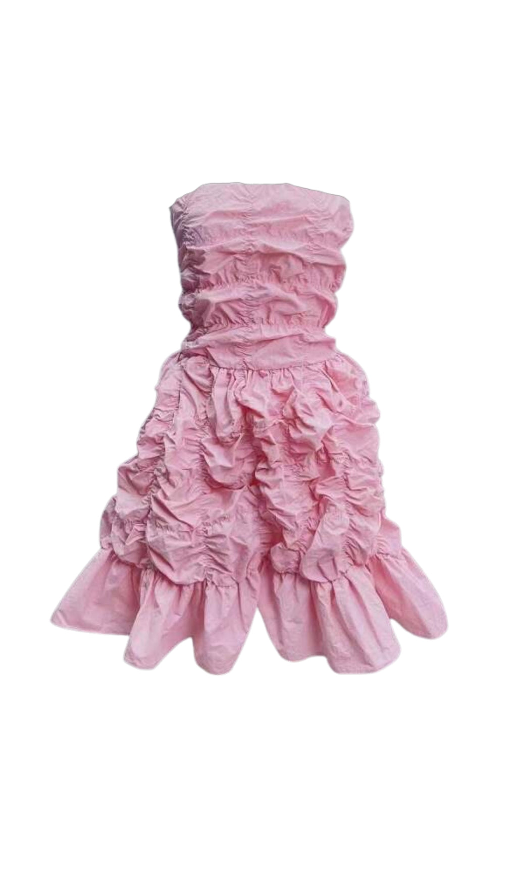 FOLDED RUFFLED MINI DRESS PINK PARTY