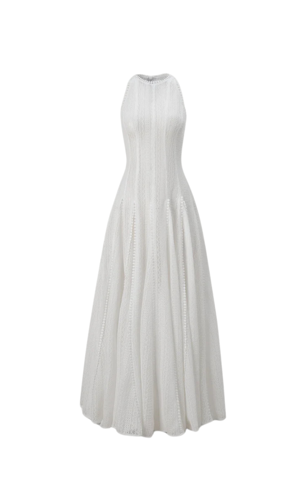 SLEEVELESS LACE CROCHET WHITE MAXI DRESS