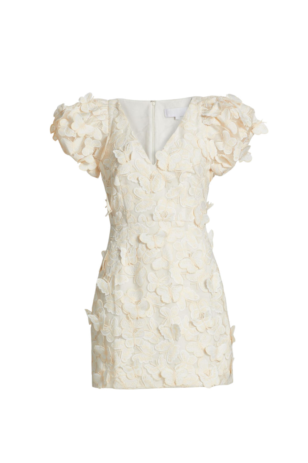 BUTTERFLY APPLIQUÉ CREAM MINI DRESS
