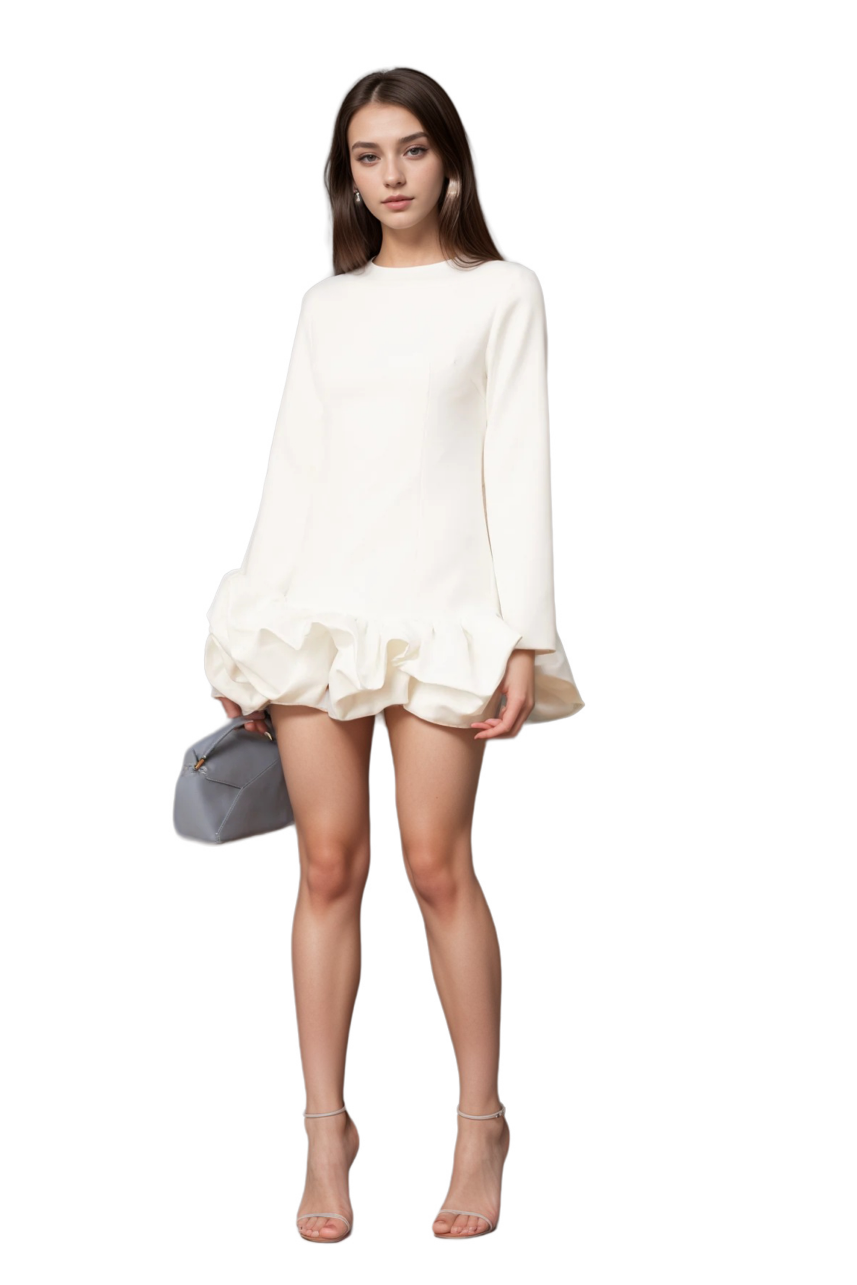 ELODIE BUBBLE MINI DRESS, WHITE, COCKTAIL
