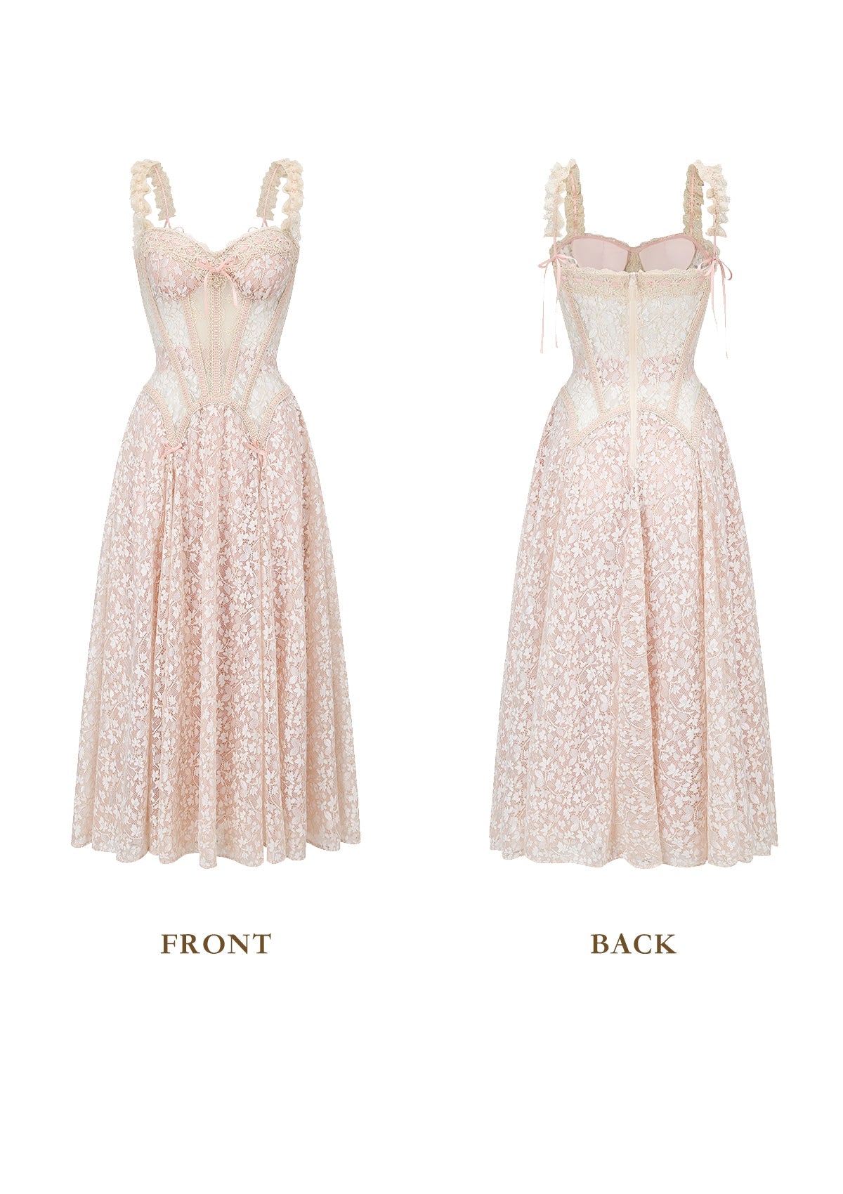 NUDE AURORA LACE FLORAL MIDI DRESS