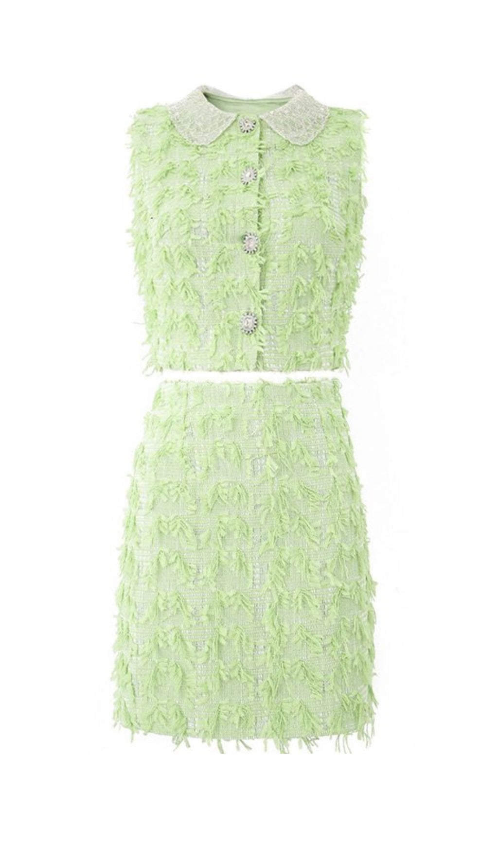 RAW EDGE CROP TOP & SKIRT TWO-PIECE SET