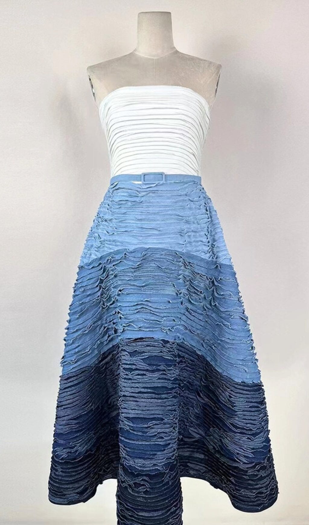BLUE RIPPLE HALTER MIDI DRESS FOR WEDDING