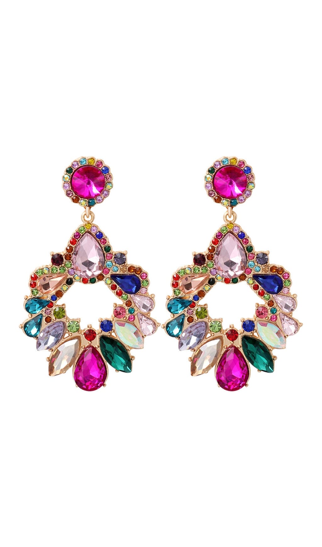 COLORFUL CRYSTAL CHANDELIER DROP EARRINGS FOR WEDDING