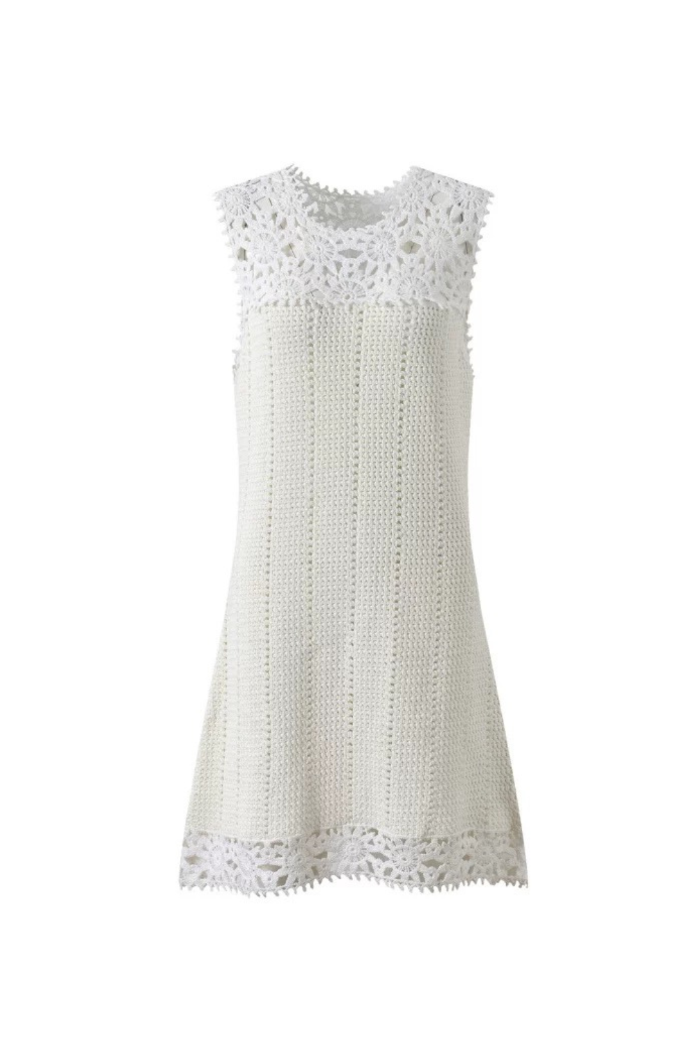 FLORAL CROCHET WHITE MINI DRESS, BOHO BEACH PARTY