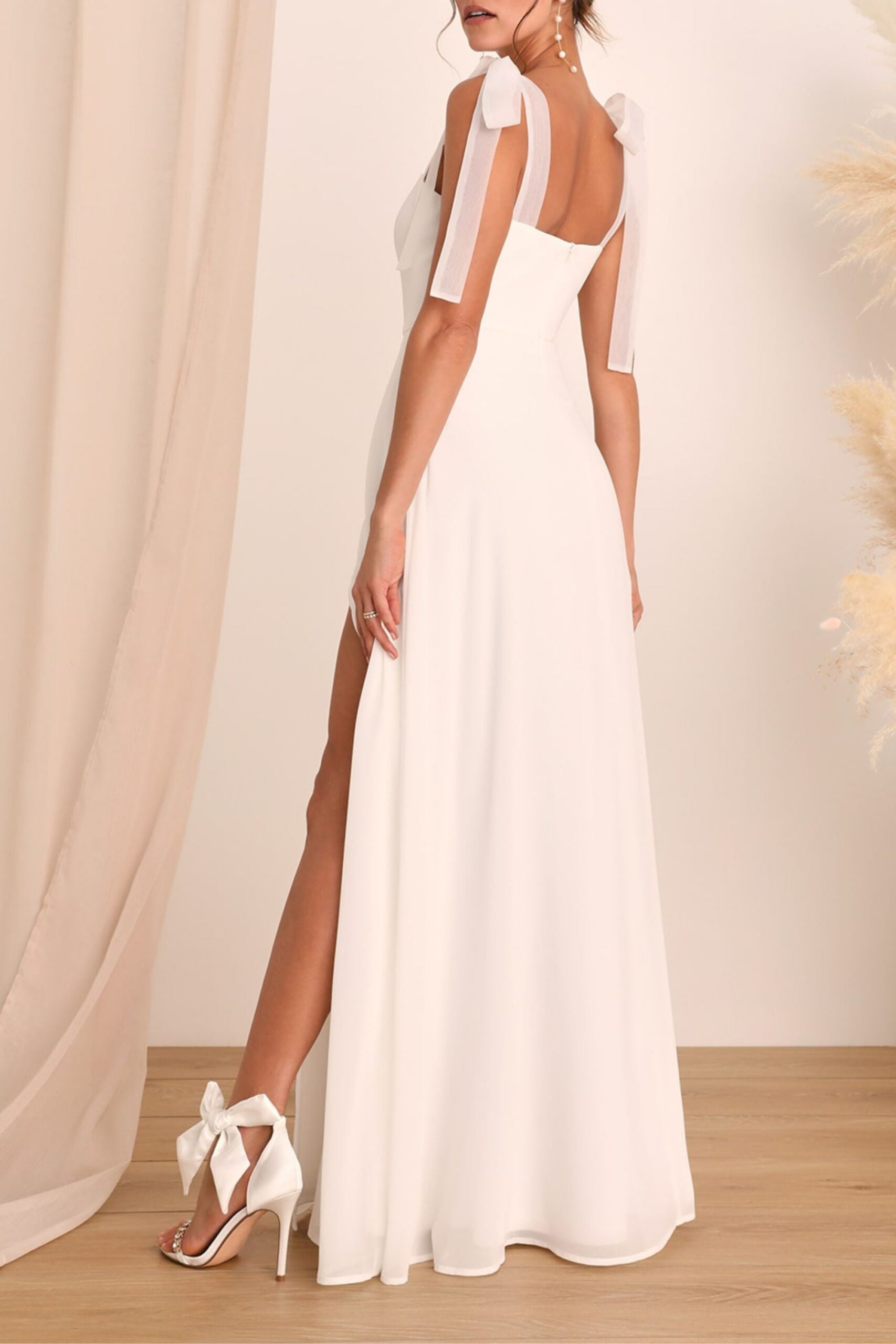 WHITE TIE-STRAP MAXI DRESS, FORMAL