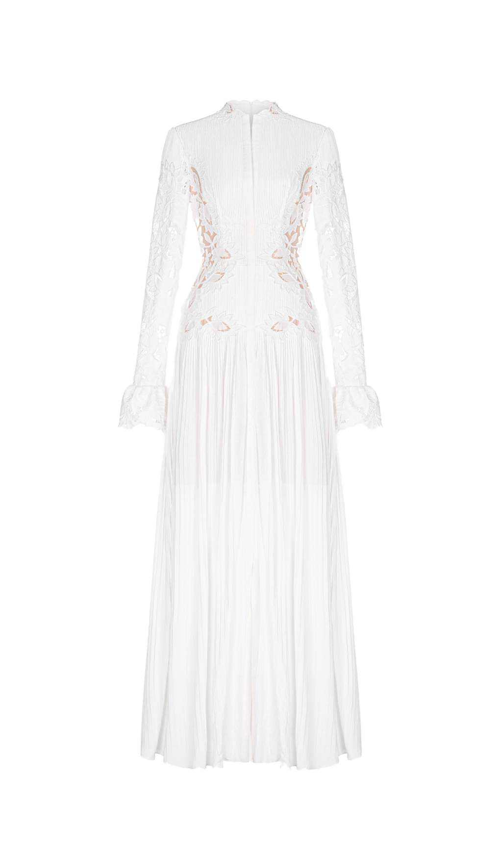 LACE EMBROIDERED HOLLOW WHITE MAXI DRESS