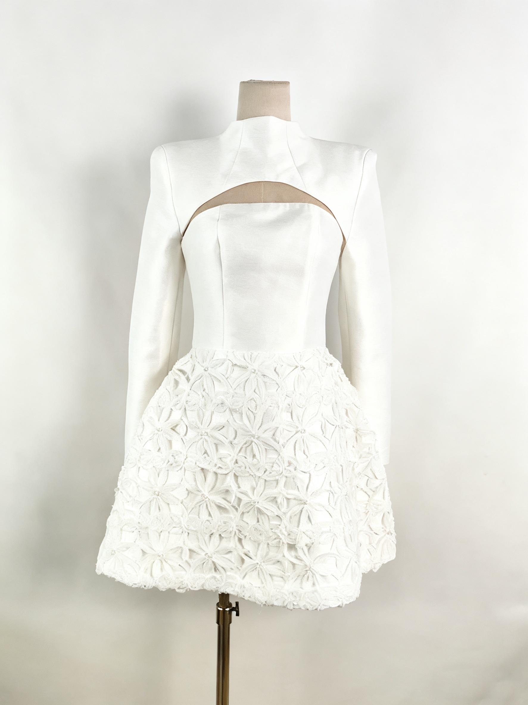 WHITE EMBELLISHED STRAPLESS MINI PARTY DRESS