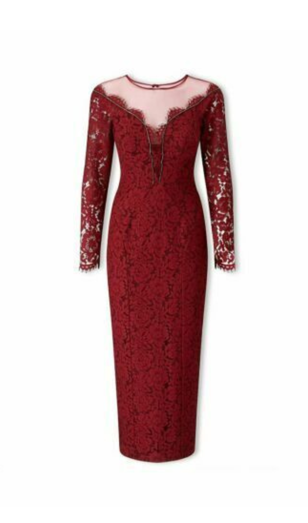 CLASSIC LACE HOLLOW RED MAXI DRESS