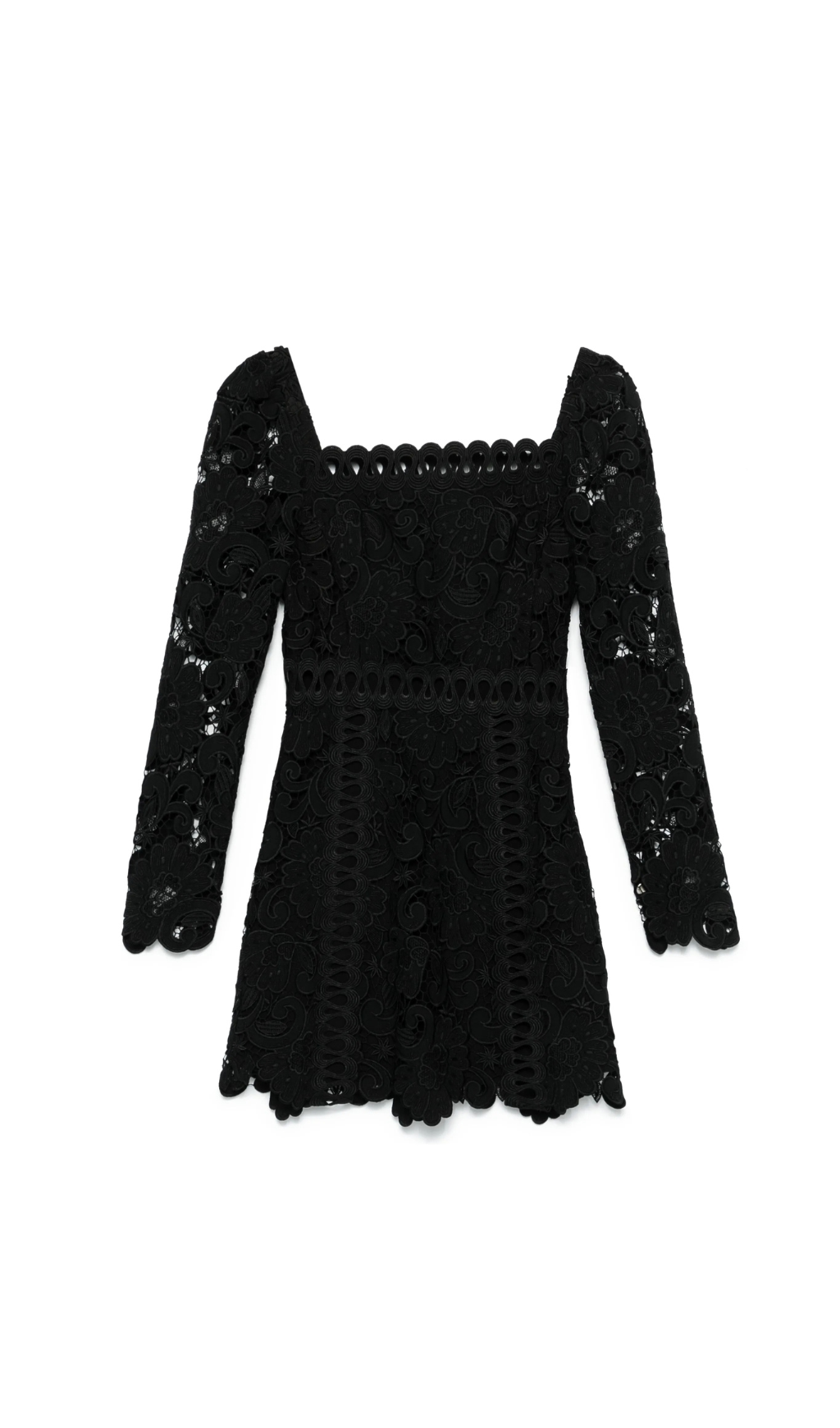 BLACK LACE MINI DRESS, FLORAL HOLLOW PARTY