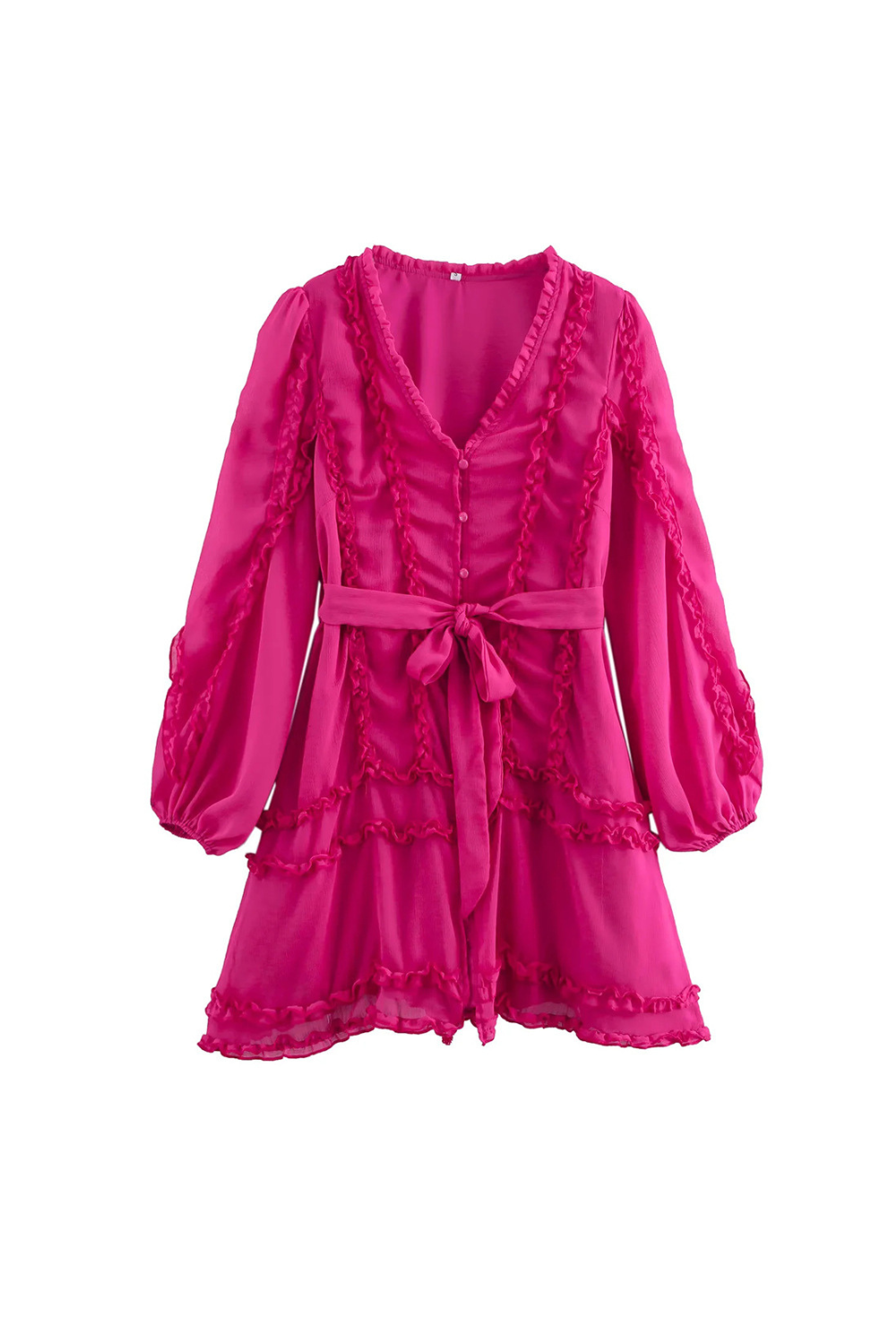 LARA CHIFFON ROSE RED FLORAL HEM MINI DRESS