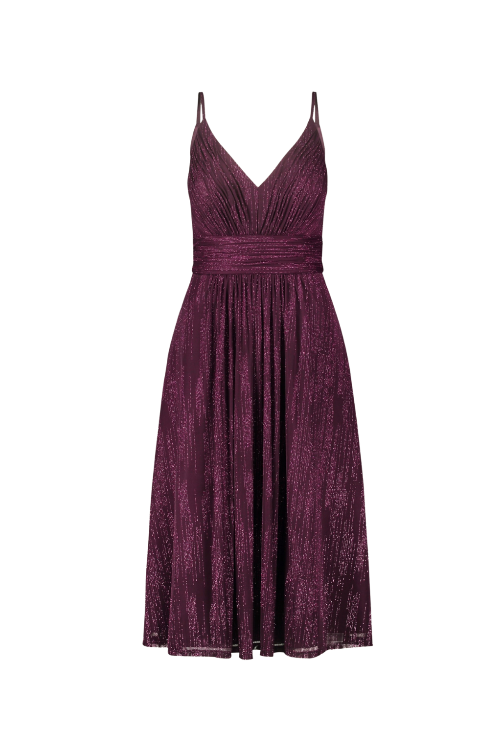 V-NECK MIDI COCKTAIL DRESS IN BORDEAUX